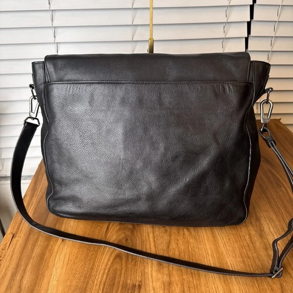 Coach Thompson Leather Messenger Bag Black Crossbody Laptop Briefcase 71182